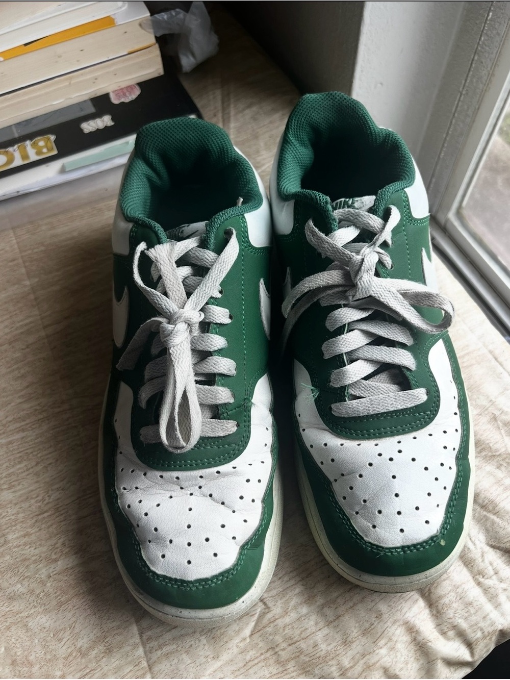 Nike Green and White Men's Low-Top Sneakers